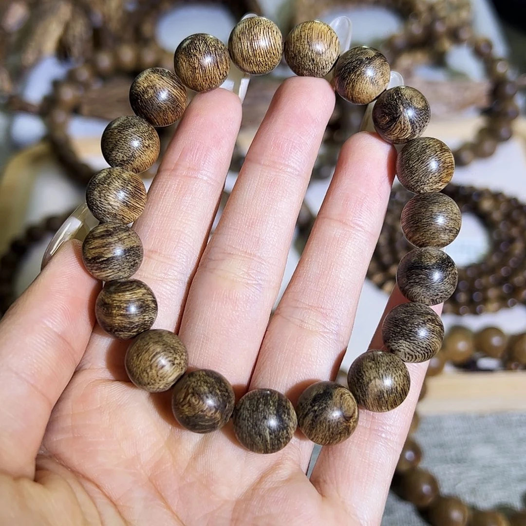 沉香手串天然文莱蛇皮老料1.1单圈 9分 兰花香甜凉