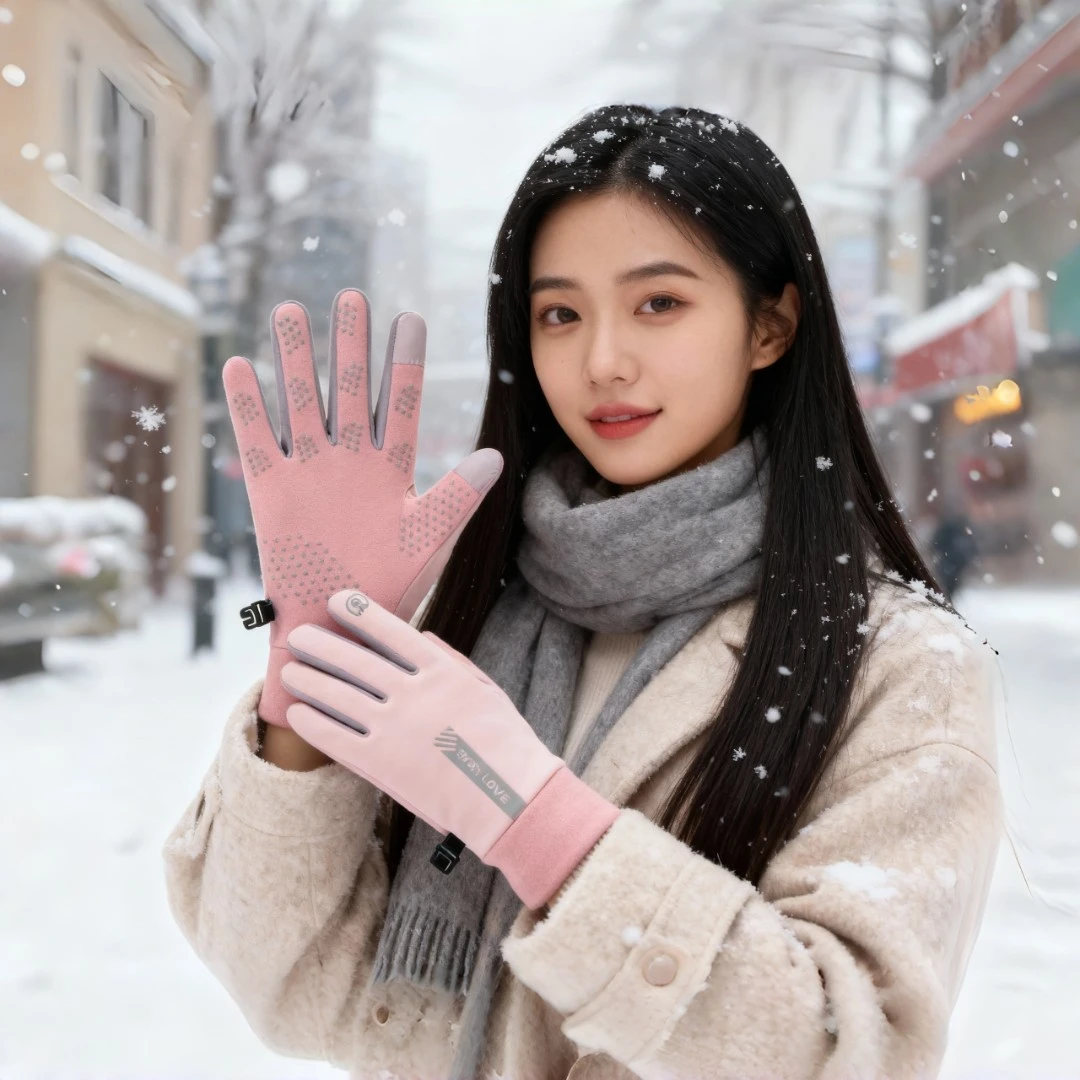 冬季男女士加绒防风寒保暖触屏防滑骑车开车手套冬季骑车防风手套