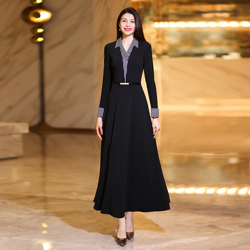 御姐穿搭开春连衣裙2025新款高级感气质连身裙女春秋长款显瘦裙子