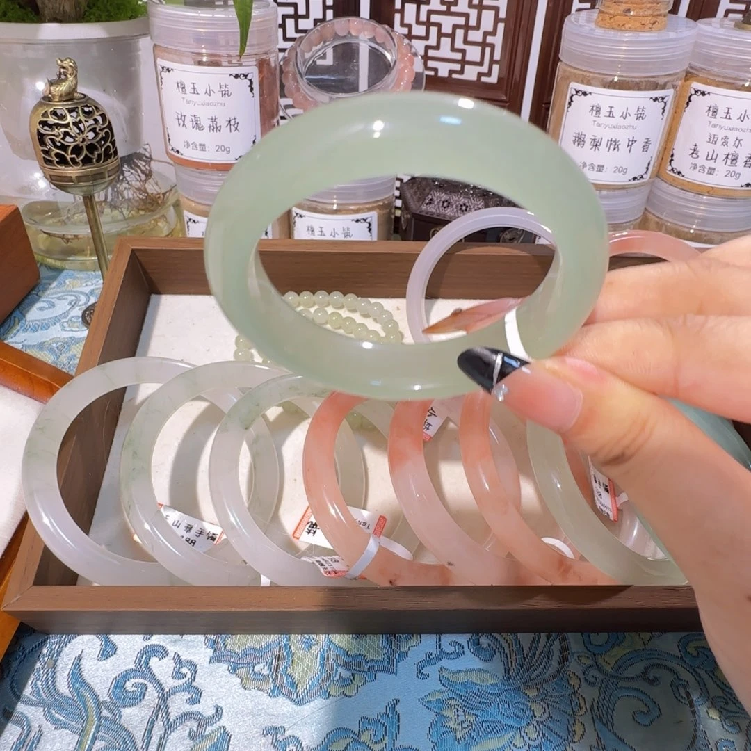 石英岩玉未镶嵌手镯东陵玉正圈52.2-12.6-8.8