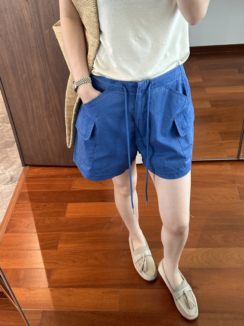 【ZHANGDAYUN】25694#【ins博主洗水炒色古蓝工装短裤】