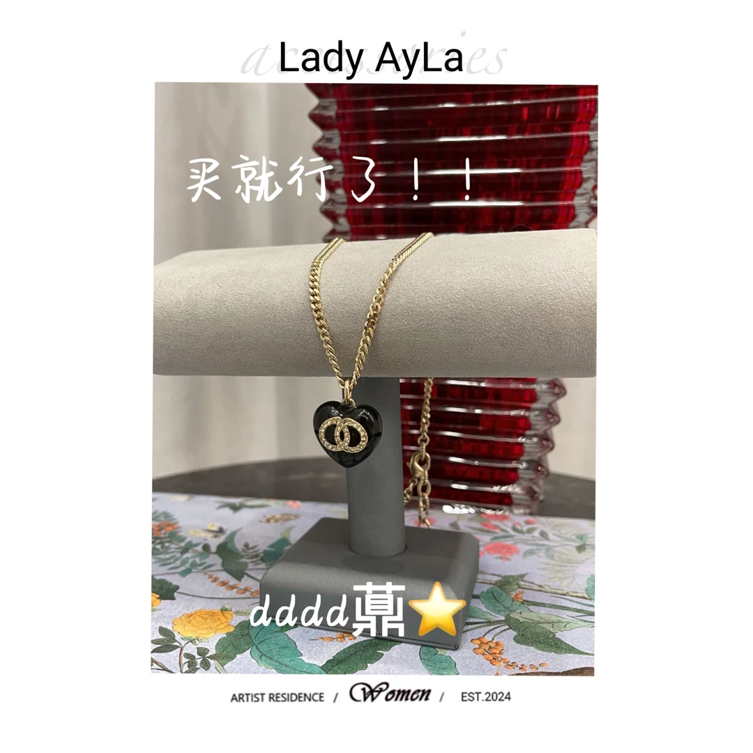 铜合金项链 C 黑爱心 轻奢时尚百搭项链ALC008