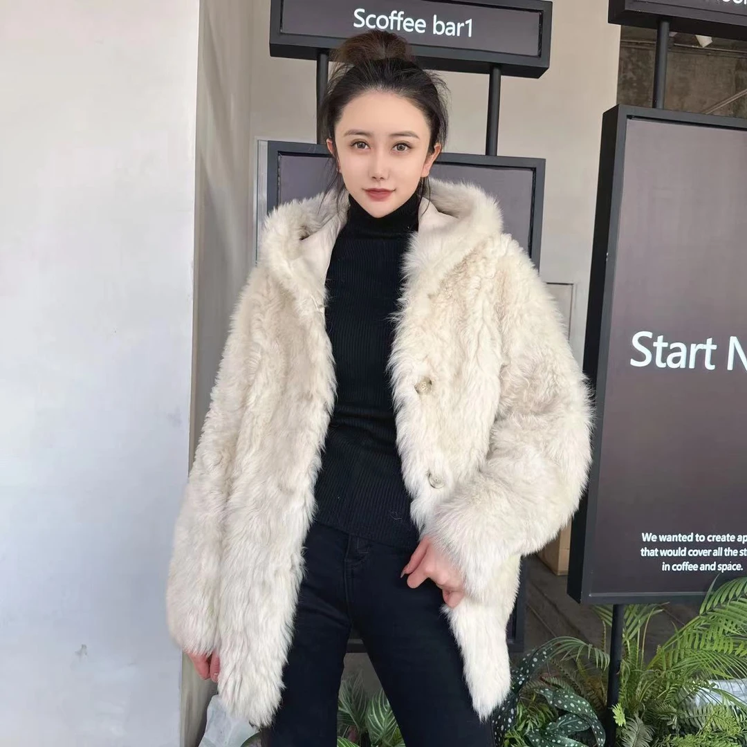 HERDERS 皮毛一体白色外套31037