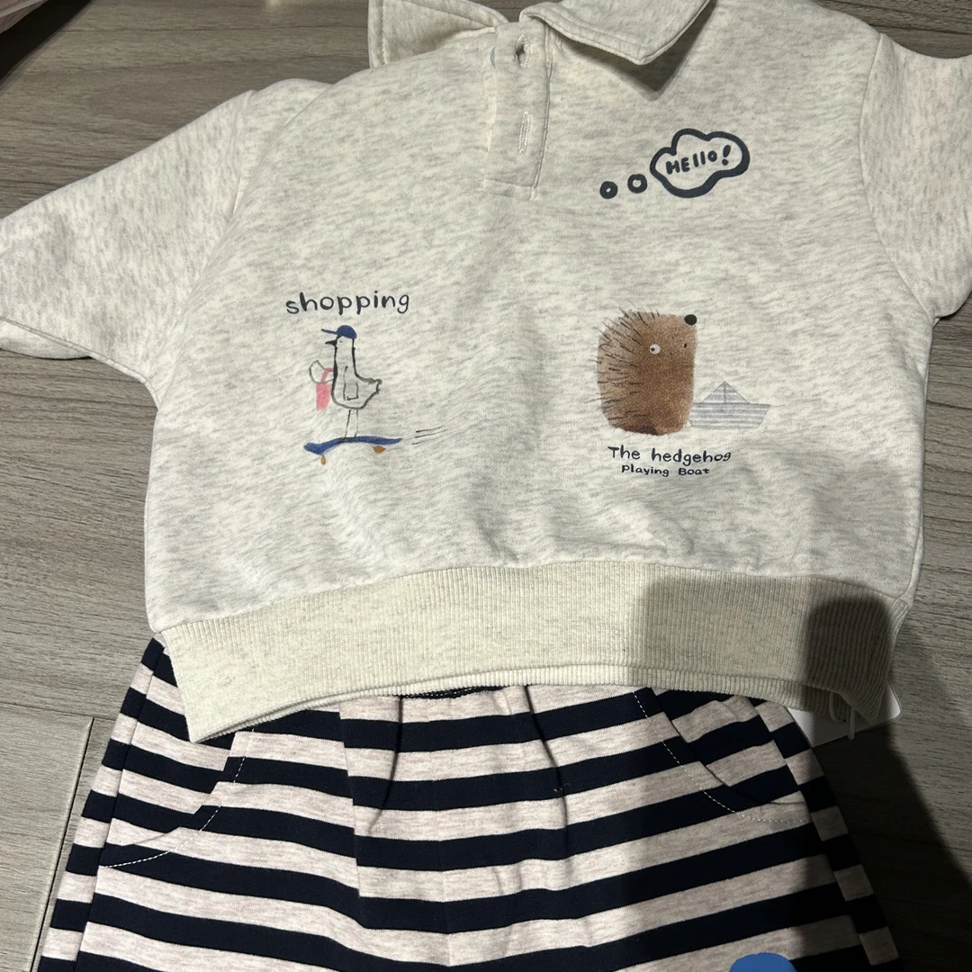 童装通用男套装加绒春款连帽休闲男童