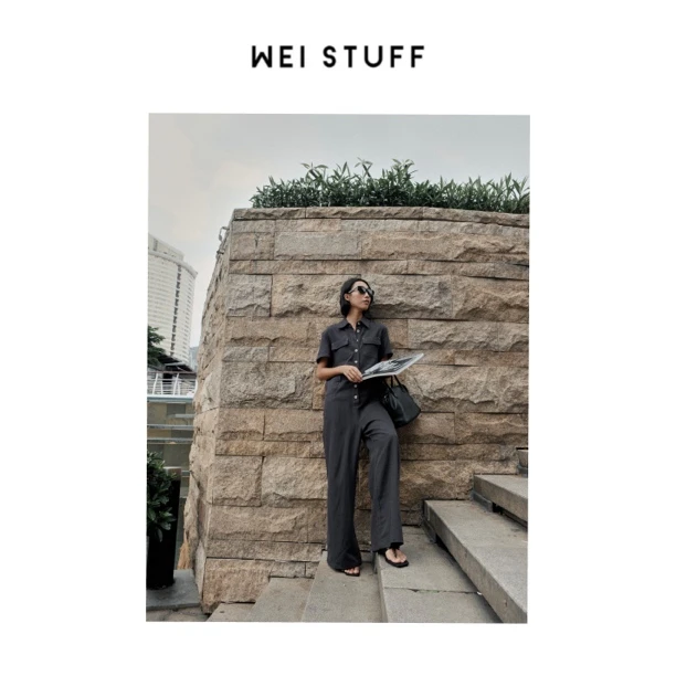 WEI STUFF “无垠之界” 新款时髦气质宽松纯色休闲连体裤 9473.