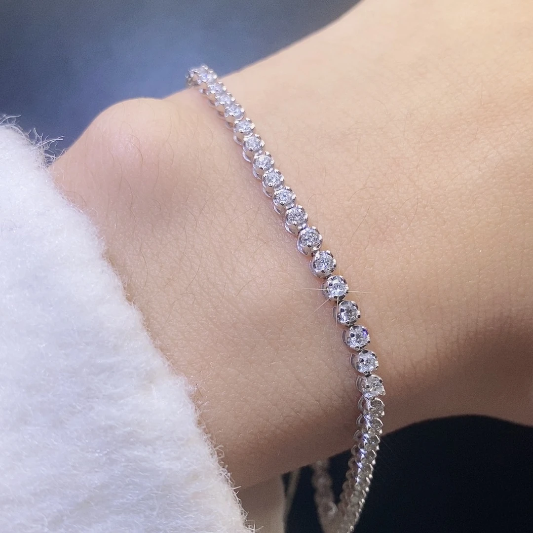 钻石手链18K金镶嵌满钻手链K白