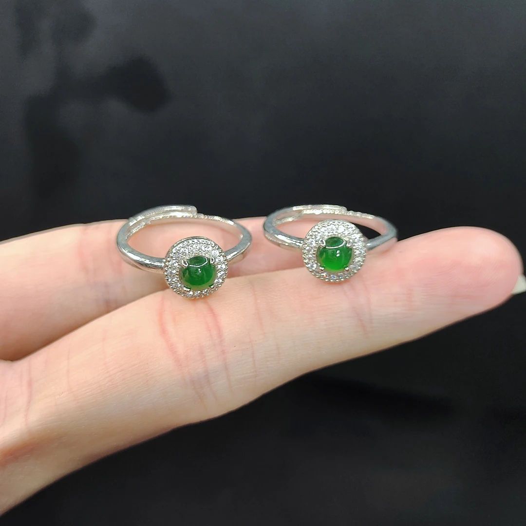 【李想精选】翡翠蛋面戒指Y35【多样性发其一】圈口活口