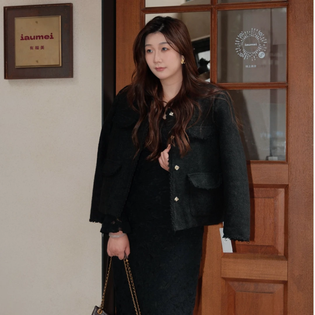 【UMI】冬季大码女装高级小香风鸭绒外套