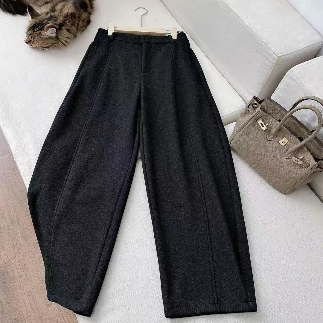 【K姐私家定制】秋冬弯刀裤休闲加绒卫裤-04004