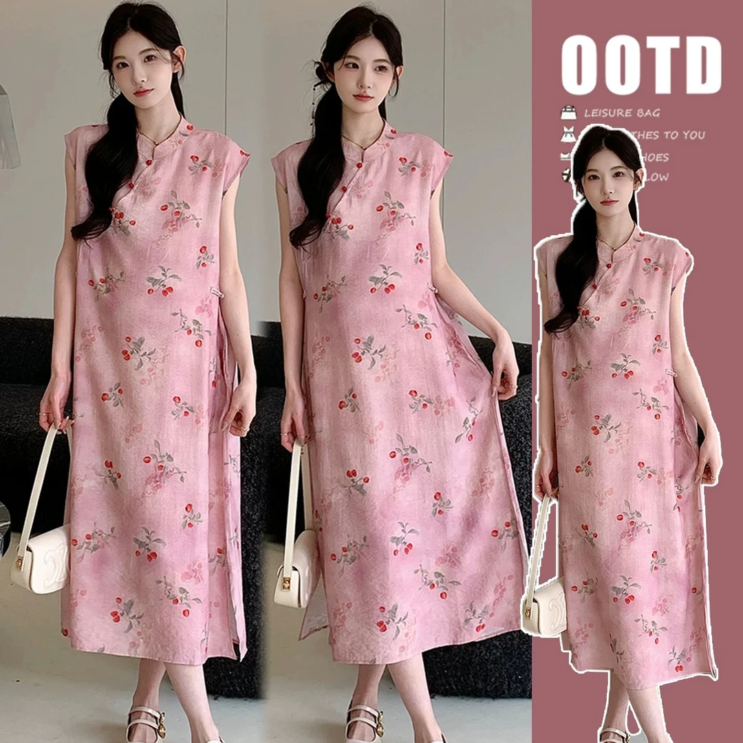 孕妇装夏季连衣裙2025新款新中式国风旗袍气质时尚长款裙
