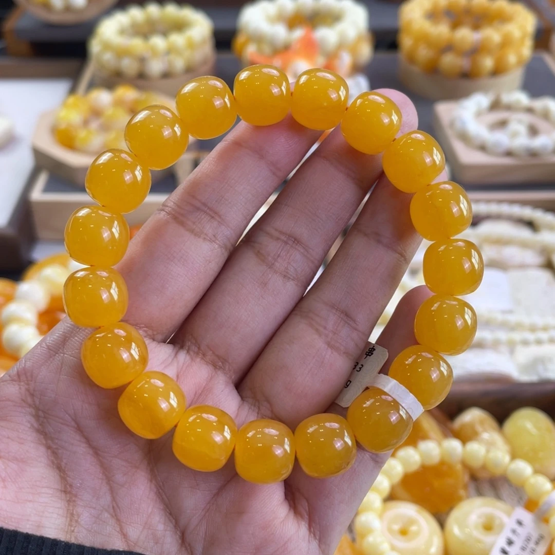 琥珀未镶嵌手链焦皮橘红同料老型单圈QG033