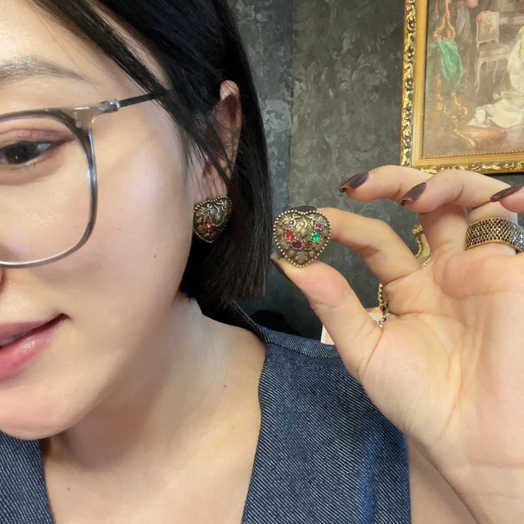 黄铜925银琉璃耳钉