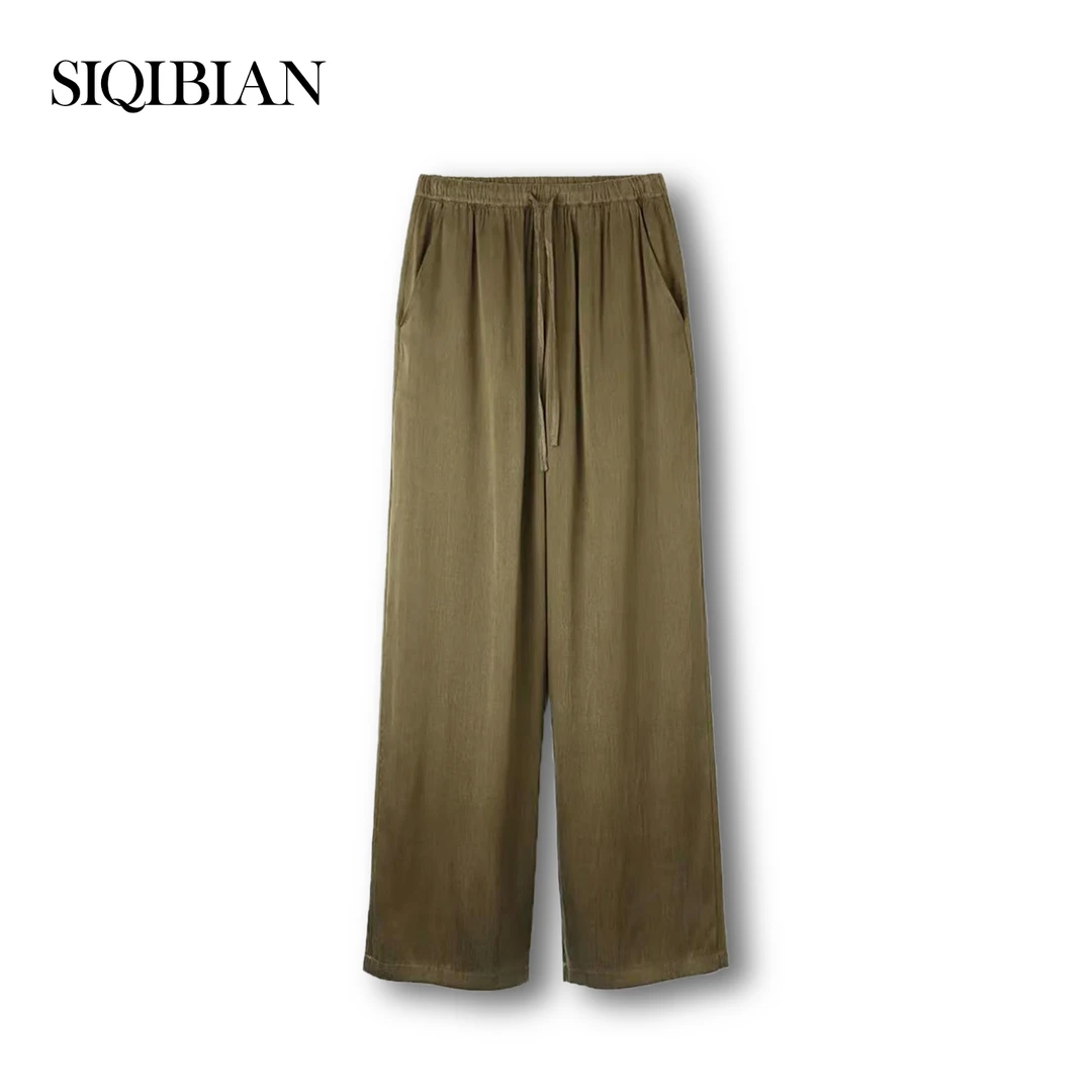 SIQIBIAN｜25夏季休闲百搭松紧腰阔腿凉感空调裤-K7058