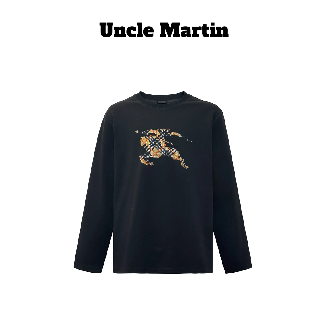 马丁叔叔 冬季潮流圆领保暖打底印花T恤 865