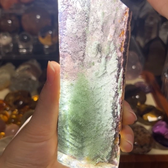 未镶嵌珠宝半成品水晶绿幽灵水晶摆件