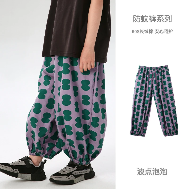 J172设计师款儿童防蚊裤夏季薄款复古泡泡儿童裤子束脚儿童休闲裤