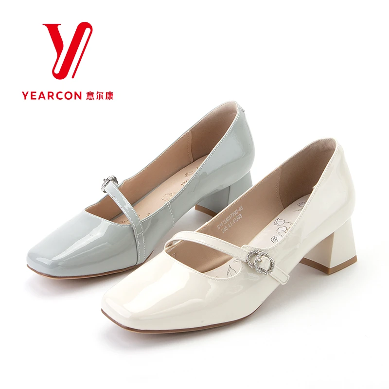 意尔康春季新款女鞋法式气质舒适软底百搭低跟浅口单鞋01739U