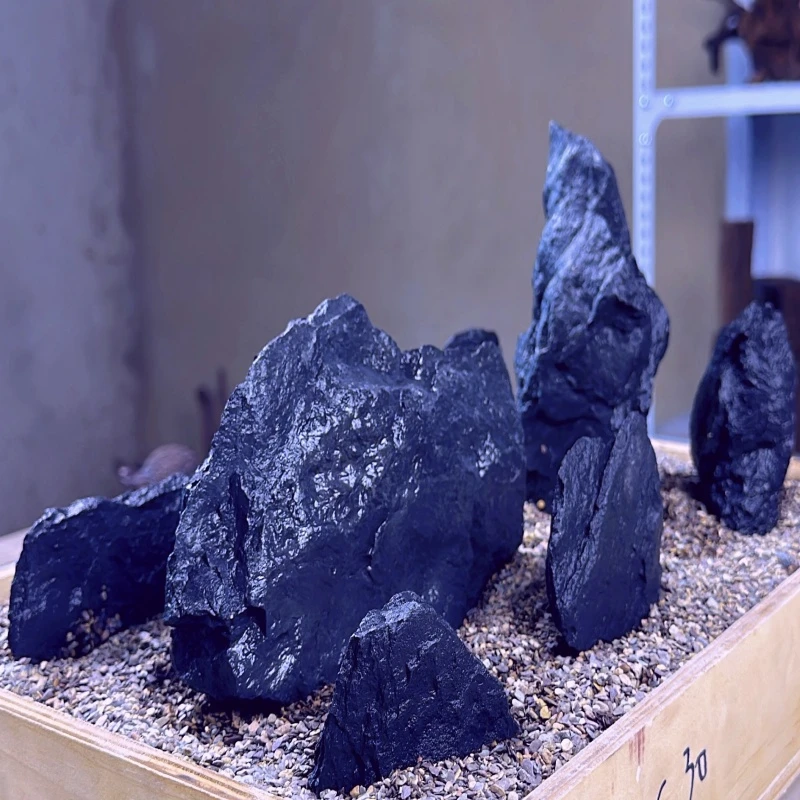 黑晶石鱼缸造景盆景观景石