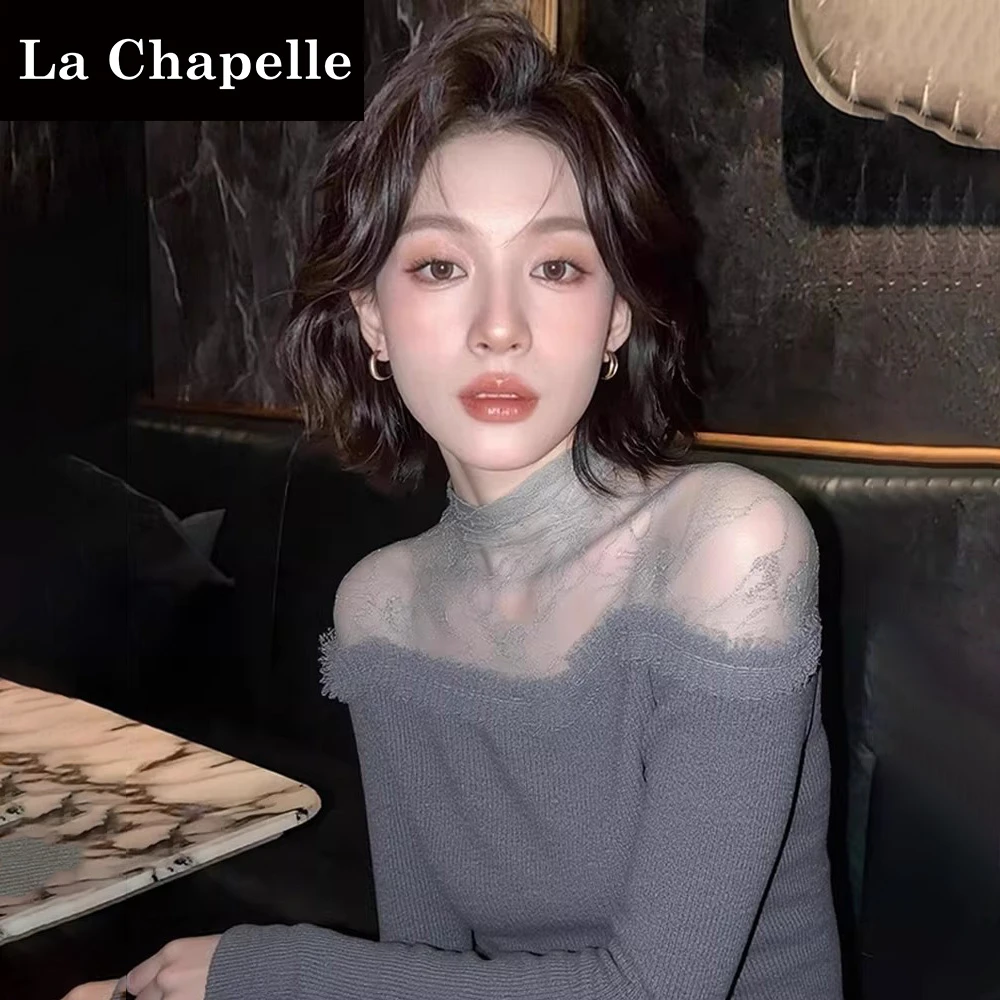 拉夏贝尔超好看设计感别致独特针织衫女早春新款洋气时髦气质毛衣