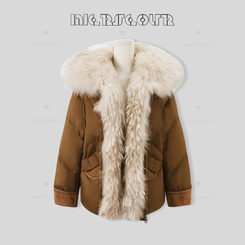 新款时尚大毛领加厚羽绒服6112