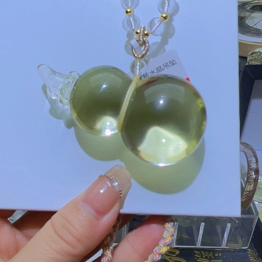水晶颈饰未镶嵌天然黄水晶高品葫芦吊坠