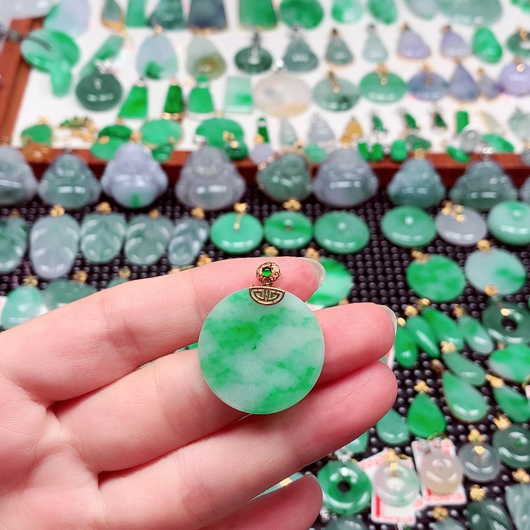 翡翠18K金镶嵌吊坠(不含链)