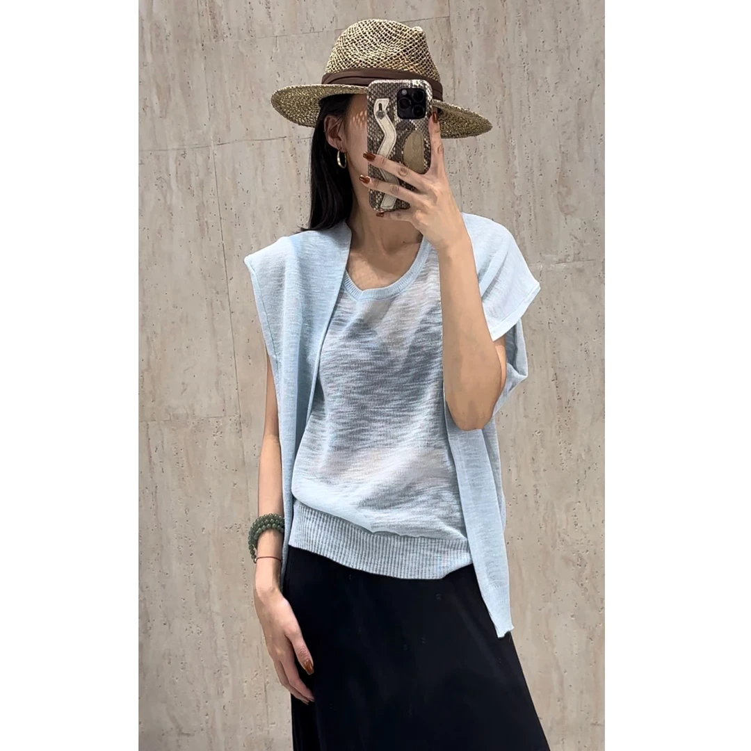 GUIMIN 夏季短袖常规飞飞袖夏季毛针织衫假两件 82220