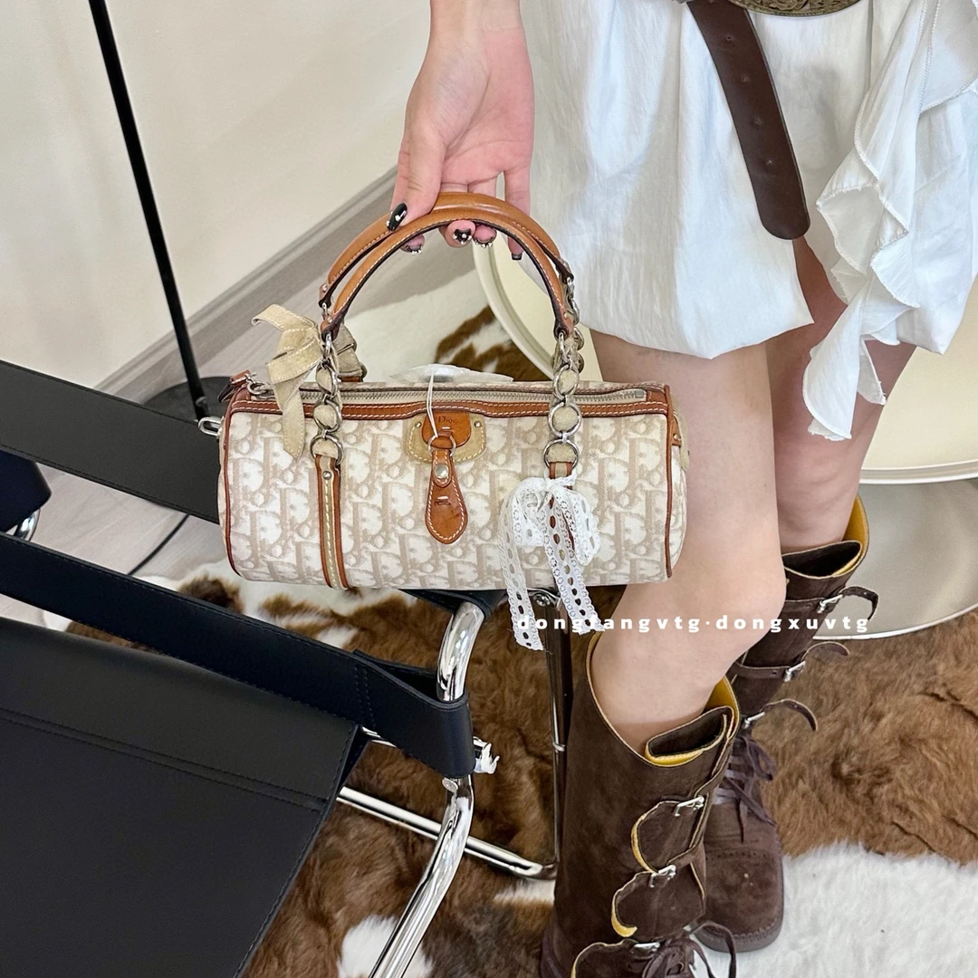 95新 DIOR/迪奥 dior 老花中古巴比龙手提包(K)