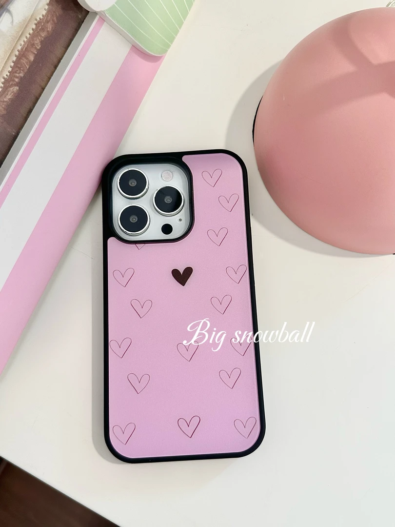 粉色爱心全包适用苹果多款机型手机壳iPhone16151413可爱