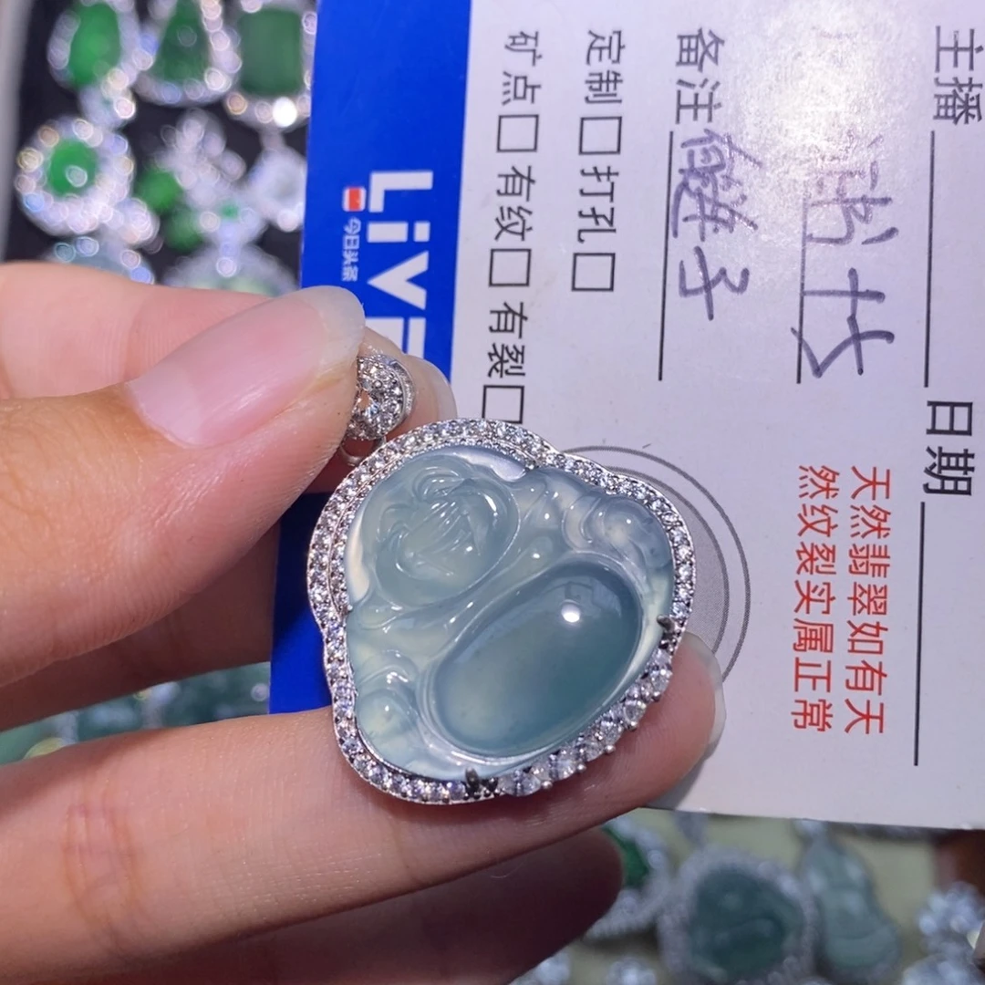 翡翠银S925镶嵌颈饰天然