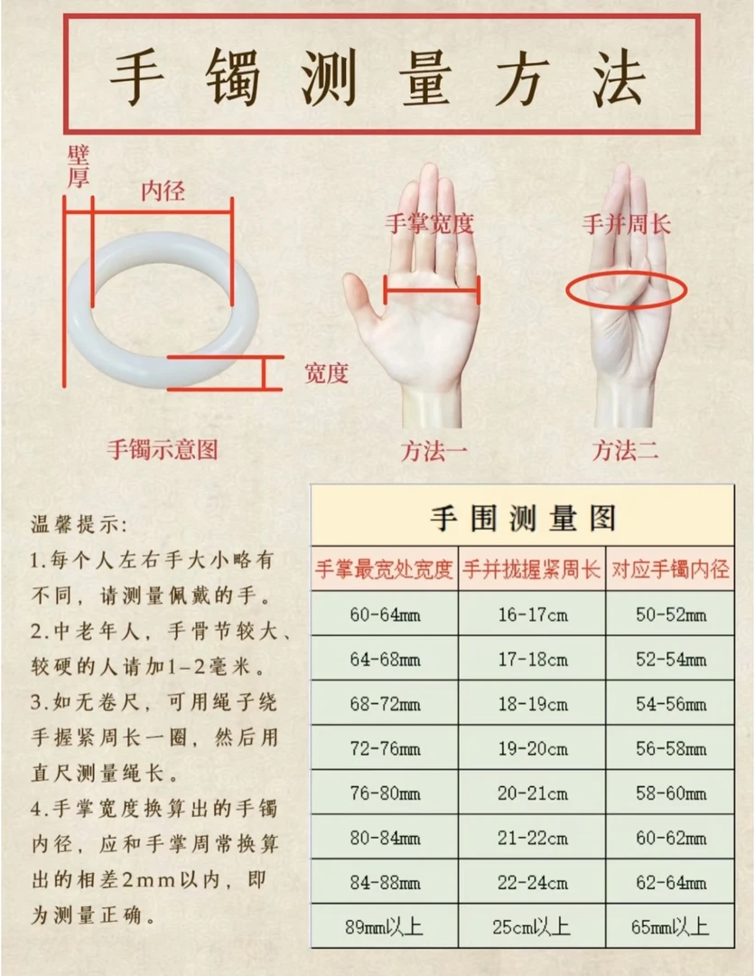 手镯圈口测量对照表勿拍！！！！ 若不方便测量按照身高体重参考