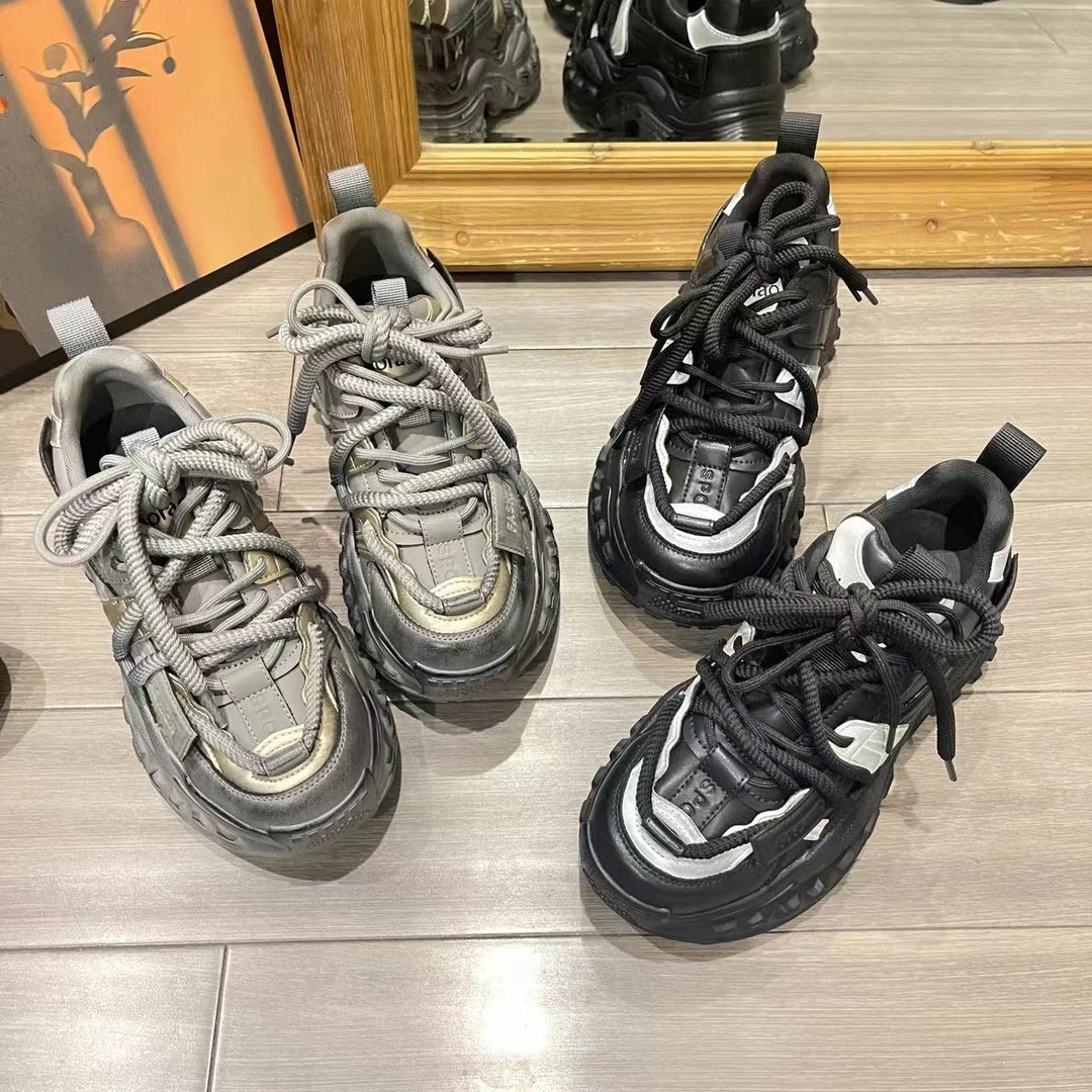 小发喵复古擦色ins百搭厚底时尚潮流休闲鞋