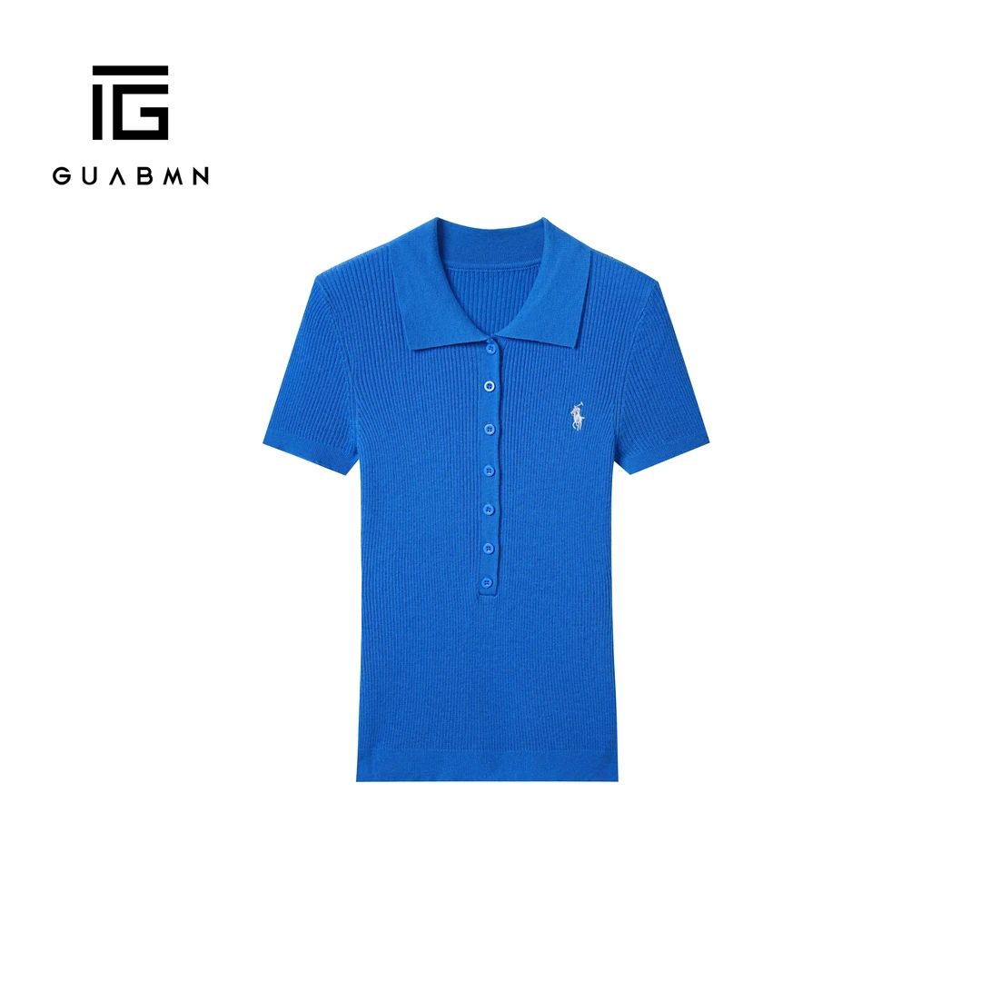 GUABMN2025夏季新品经典五粒扣短袖翻领针织polo衫夏日穿搭5101