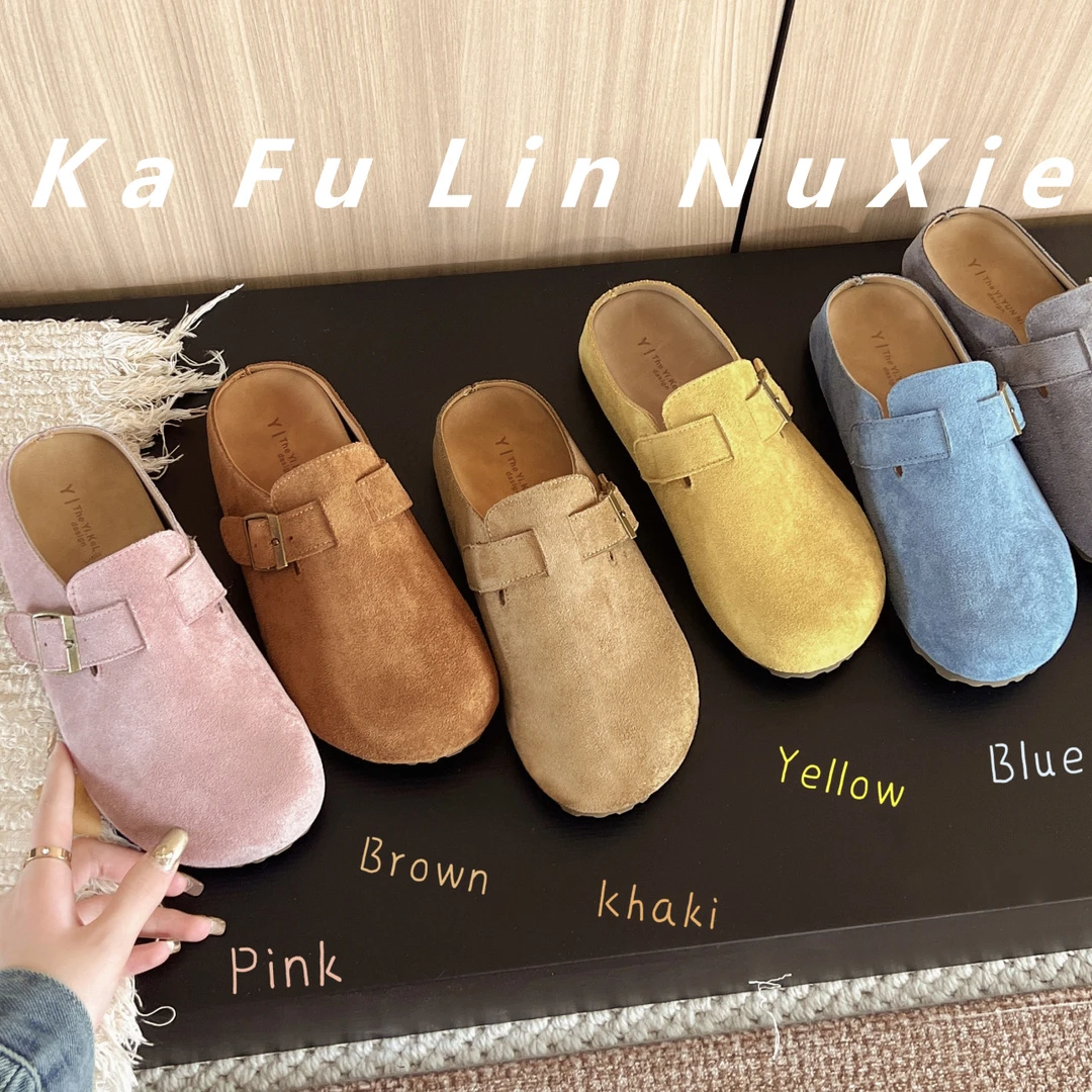 【卡芙琳shoes】  春日格调~高颜值色系百搭勃肯鞋懒人包头半拖鞋