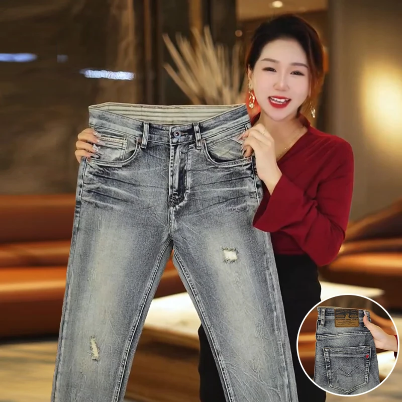 复古牛仔裤男潮牌韩版潮流弹力百搭休闲长裤小脚