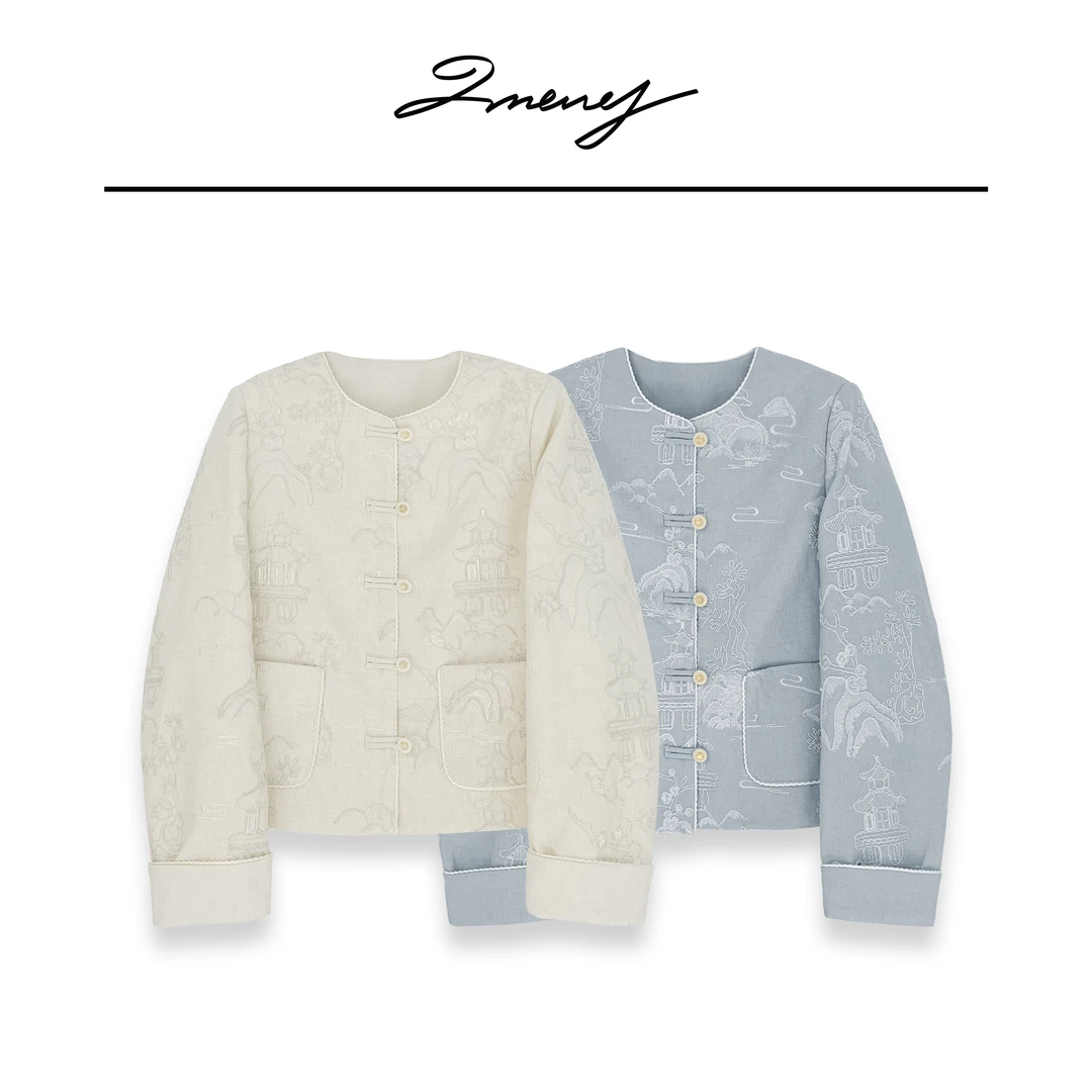 LMENY锦绣山河~轻奢亚麻气质美人刺绣提花外套25AW002