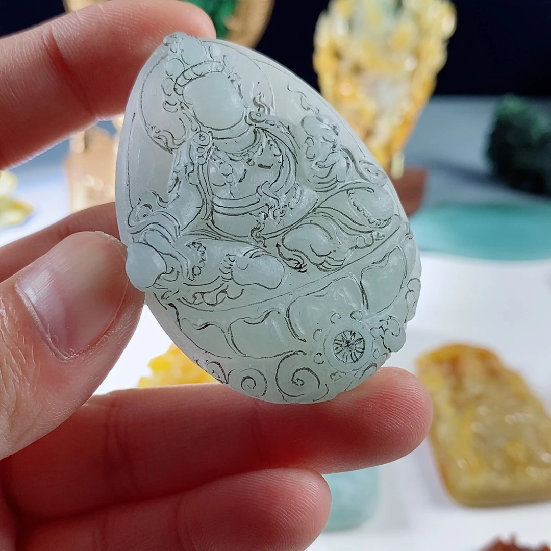 定制翡翠未镶嵌缅甸天然翡翠黄财神