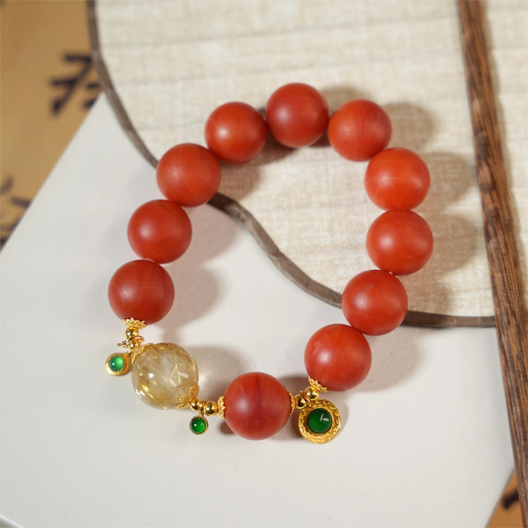 捷沁-南红18K金手链