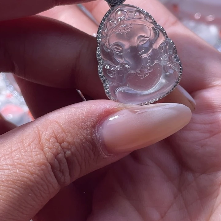 石英质玉银S925镶嵌颈饰