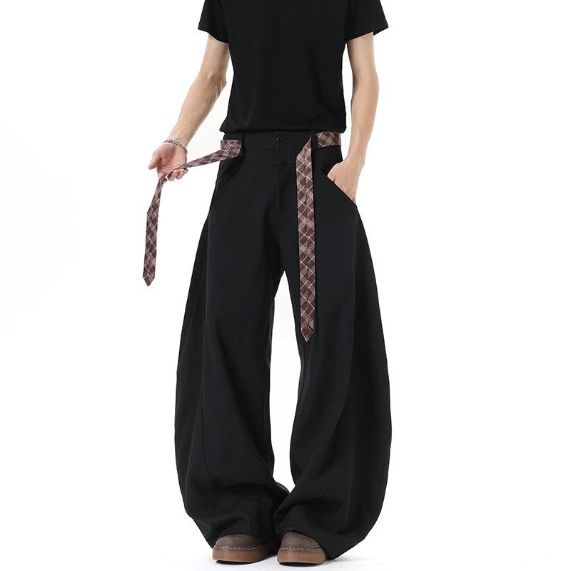 美式领带飘带设计弯刀垂感宽松百搭休闲裤