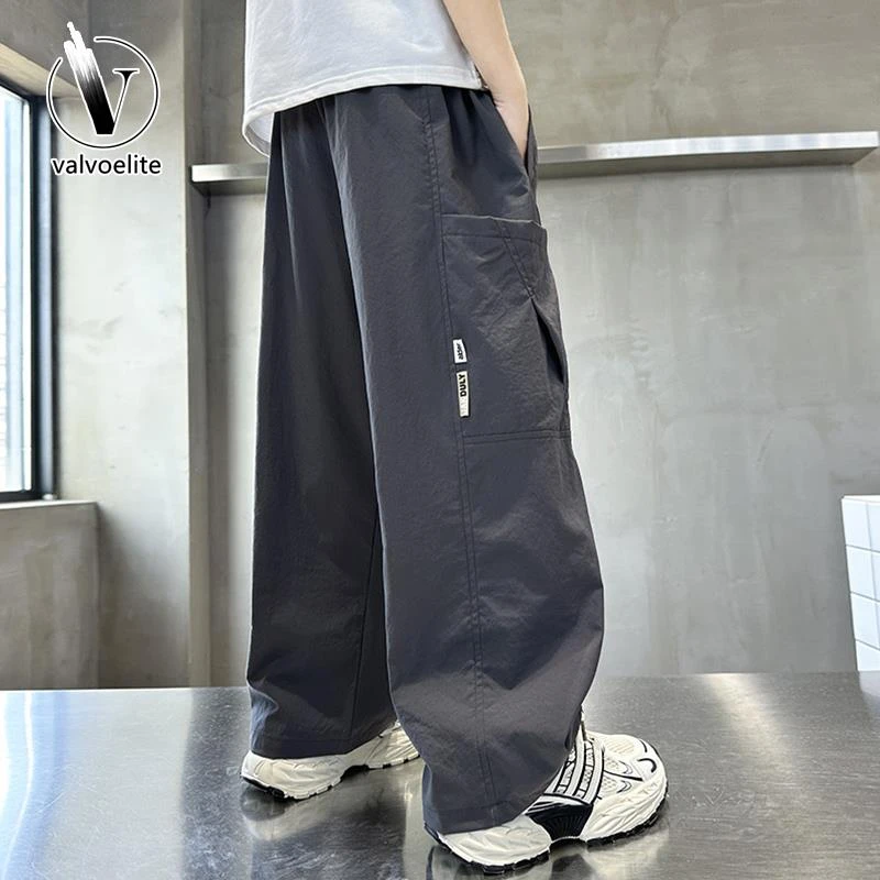 VALVOELITE男童速干裤子夏季薄款2025新款工装裤大童防蚊长裤潮流