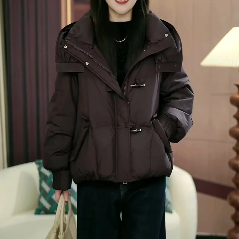 冬季韩版纯色白鸭绒羽绒服2025新款加厚保暖减龄大码时尚短款外套