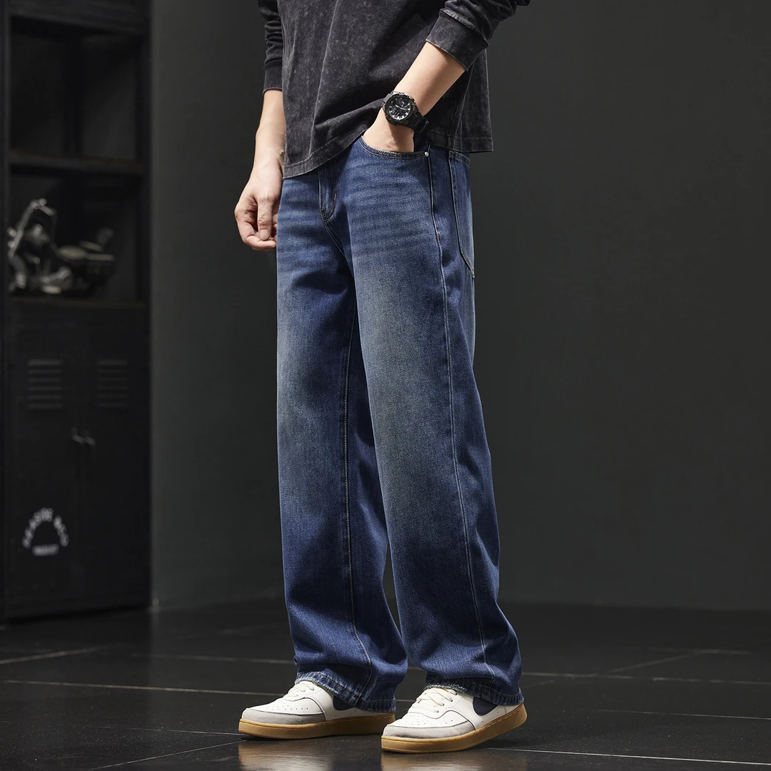 Cebrodz美式复古水洗直筒牛仔裤男潮牌宽松秋厚款款休闲阔腿长裤