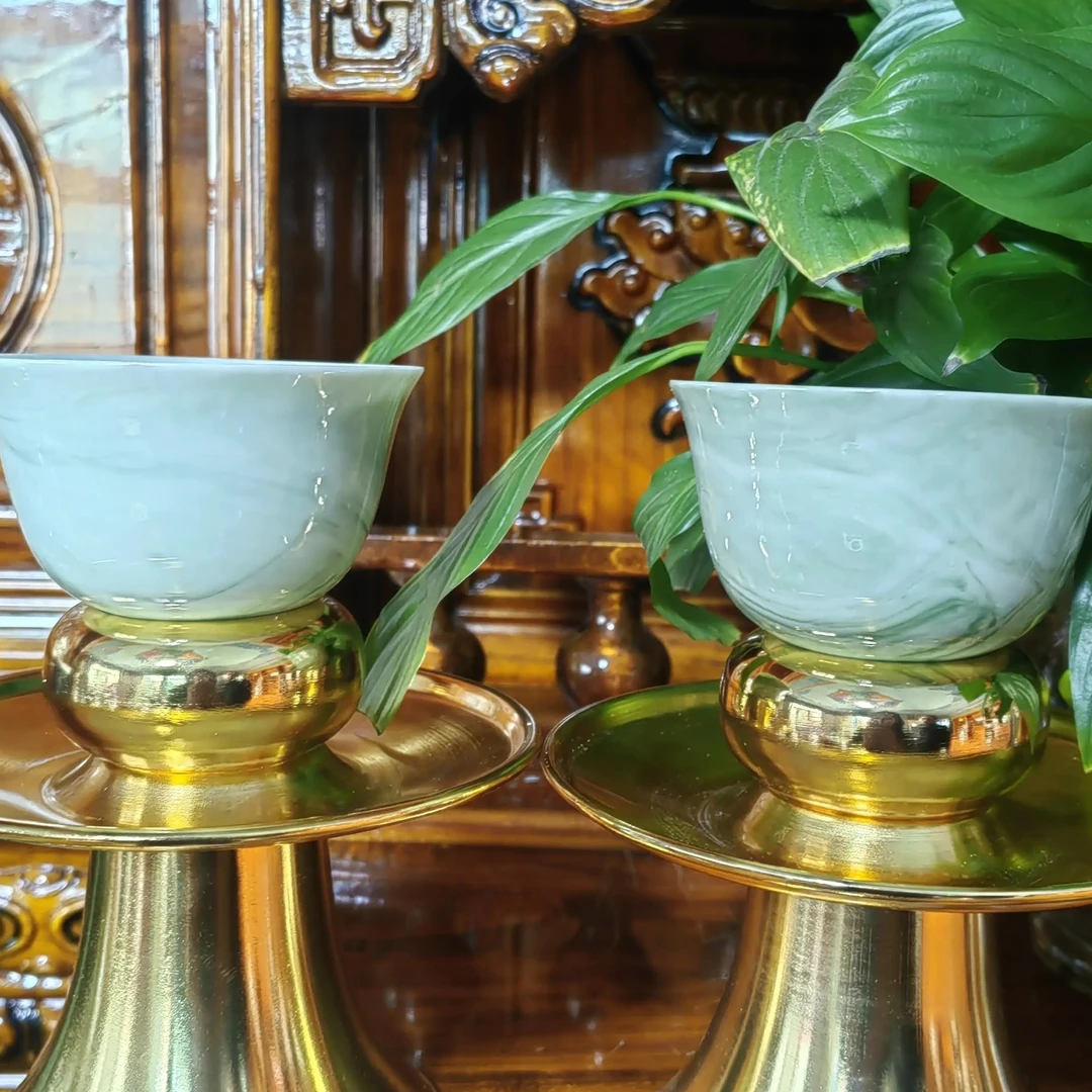 新中式家用青瓷缸葫芦杯大号主人茶杯