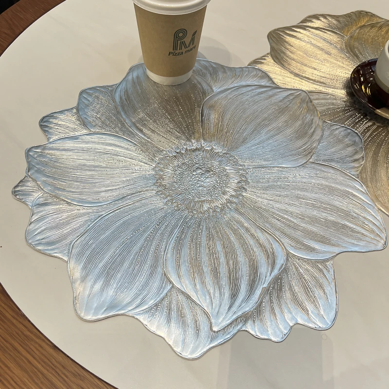 【新疆包邮】轻奢高级荷花餐垫免防油防水防烫桌布隔热垫立体家用餐