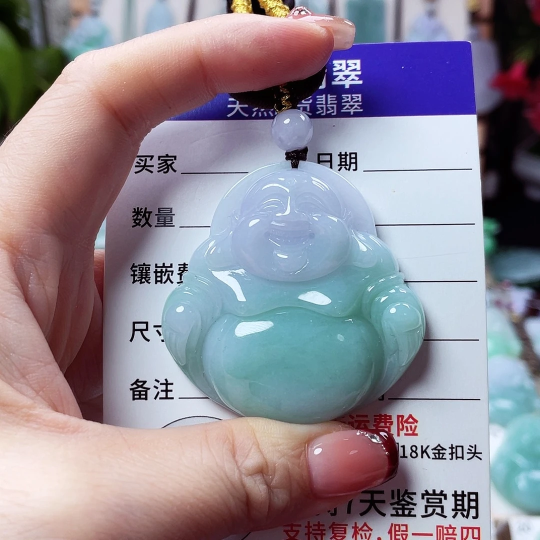 翡翠足金镶嵌颈饰佛公35