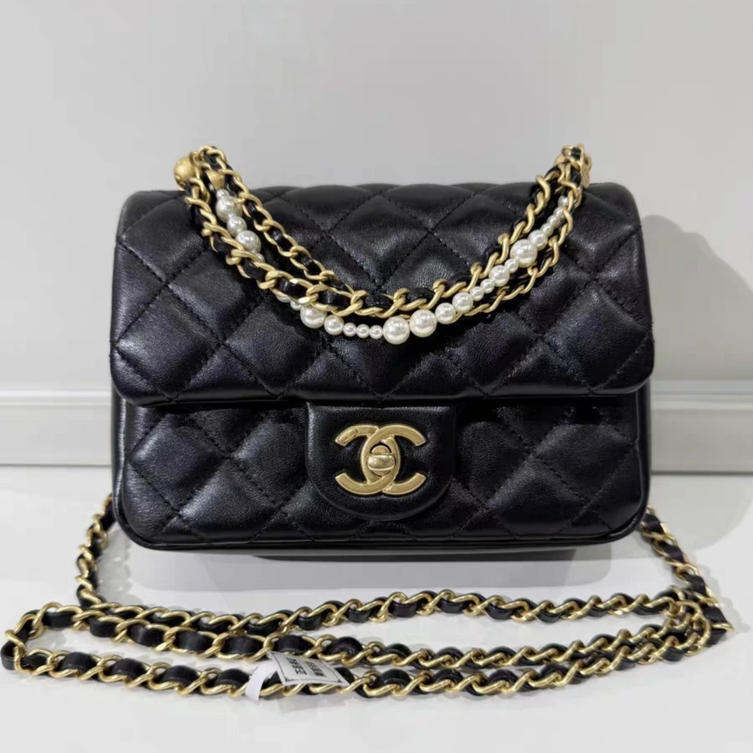 99新 Chanel/香奈儿 蔚蓝/24P黑色珍珠链条 方胖子 北京