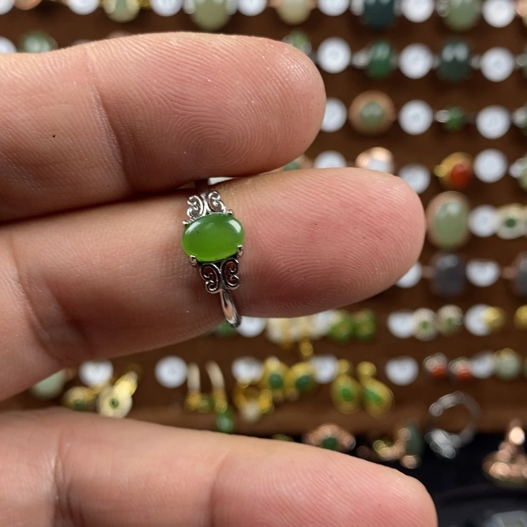 和田玉（碧玉）戒指合金慕****）