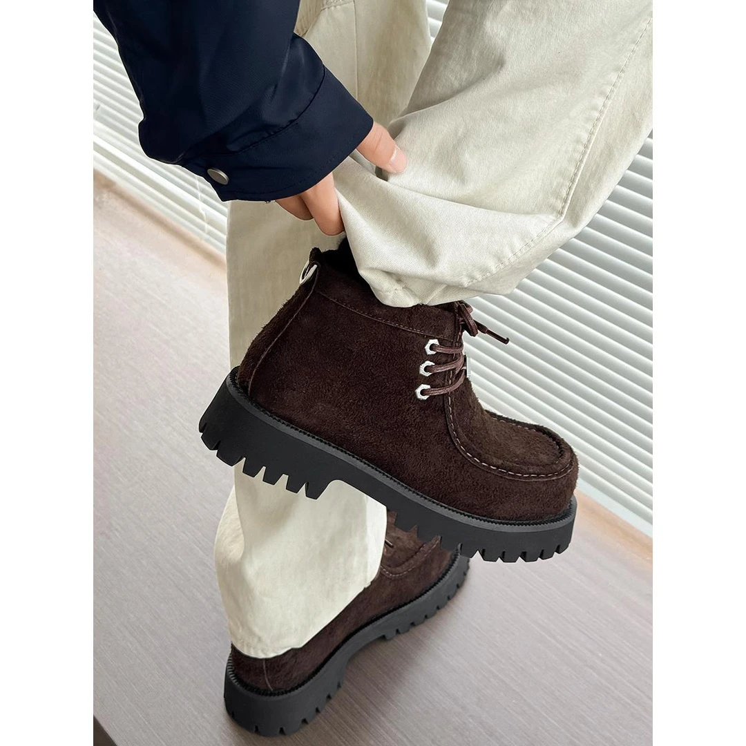 马丁靴男款2025新款秋冬痞帅男靴厚底翻毛皮靴子英伦风覆古工装靴