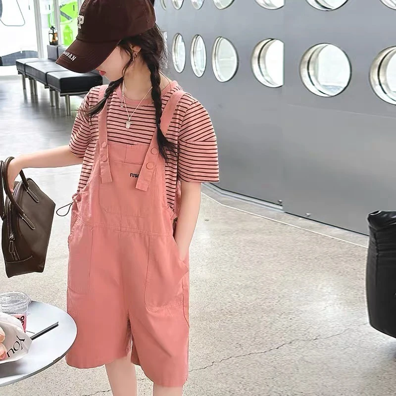 【54】-女童学院风套装夏季2025新款儿童服装卡通两件套447